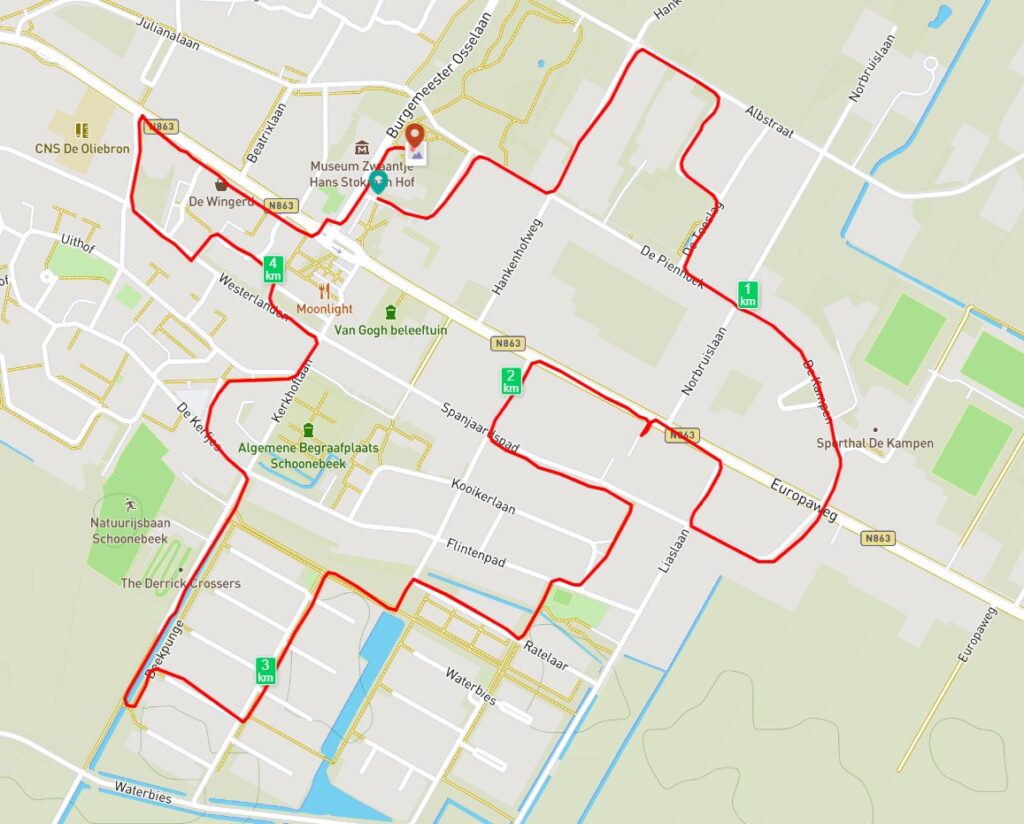 Routekaartje Jaknikkerroute (5 km)